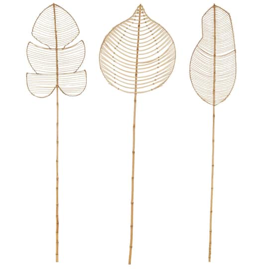 79" Brown Rattan Leaf Handmade Palm Leaf